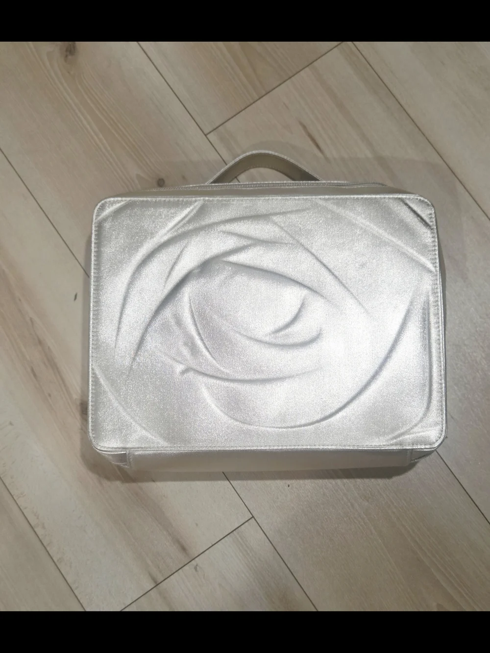 Lancome Shimmery Rose Embossed Cosmetic Travel Case - Metallic Pink
